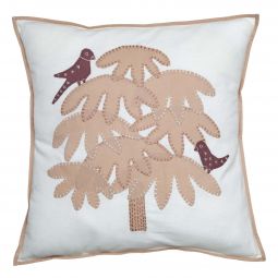 Mango Tree Applique Pillow Cover - White/Taupe
